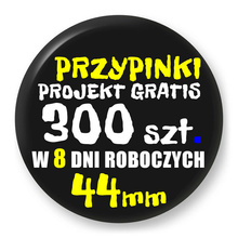 Przypinki z logo 44mm (300 szt.) - Buttony na zamówienie z projektem gratis w 8 dni