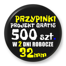 Przypinki z logo 32mm (500 szt.) - Buttony na zamówienie z projektem gratis w 2 dni