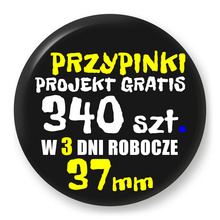 Przypinki z logo 37mm (340 szt.) - Buttony na zamówienie z projektem gratis w 3 dni
