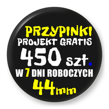 Przypinki z logo 44mm (450 szt.) - Buttony na zamówienie z projektem gratis w 7 dni