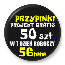 Przypinki z logo 56mm (50 szt.) - Buttony na zamówienie z projektem gratis w 1 dzień