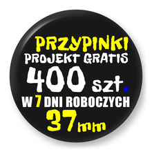 Przypinki z logo 37mm (400 szt.) - Buttony na zamówienie z projektem gratis w 7 dni
