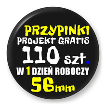 Przypinki z logo 56mm (110 szt.) - Buttony na zamówienie z projektem gratis w 1 dzień