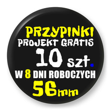 Przypinki z logo 56mm (10 szt.) - Buttony na zamówienie z projektem gratis w 8 dni