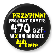 Przypinki z logo 44mm (470 szt.) - Buttony na zamówienie z projektem gratis w 2 dni