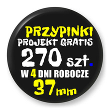 Przypinki z logo 37mm (270 szt.) - Buttony na zamówienie z projektem gratis w 4 dni