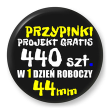 Przypinki z logo 44mm (440 szt.) - Buttony na zamówienie z projektem gratis w 1 dzień