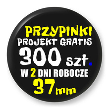 Przypinki z logo 37mm (300 szt.) - Buttony na zamówienie z projektem gratis w 2 dni