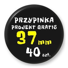 Przypinka 40 szt. Znaczek Pin Gadżet Upominek Reklamowy z Twoim Wzorem Logo Foto - 37mm.