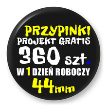 Przypinki z logo 44mm (360 szt.) - Buttony na zamówienie z projektem gratis w 1 dzień