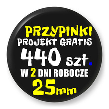 Przypinki z logo 25mm (440 szt.) - Buttony na zamówienie z projektem gratis w 2 dni