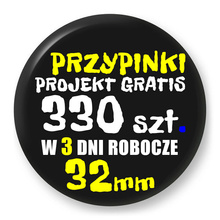Przypinki z logo 32mm (330 szt.) - Buttony na zamówienie z projektem gratis w 3 dni
