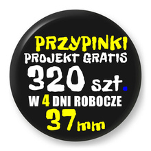 Przypinki z logo 37mm (320 szt.) - Buttony na zamówienie z projektem gratis w 4 dni