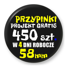 Przypinki z logo 58mm (450 szt.) - Buttony na zamówienie z projektem gratis w 4 dni