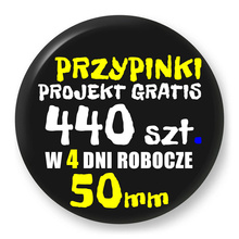 Przypinki z logo 50mm (440 szt.) - Buttony na zamówienie z projektem gratis w 4 dni