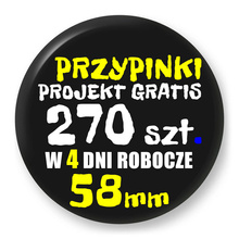 Przypinki z logo 58mm (270 szt.) - Buttony na zamówienie z projektem gratis w 4 dni