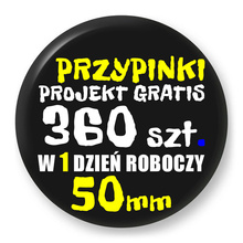 Przypinki z logo 50mm (360 szt.) - Buttony na zamówienie z projektem gratis w 1 dzień