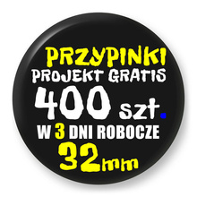 Przypinki z logo 32mm (400 szt.) - Buttony na zamówienie z projektem gratis w 3 dni