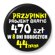 Przypinki z logo 44mm (470 szt.) - Buttony na zamówienie z projektem gratis w 8 dni