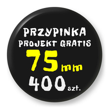 Przypinka 400 szt. Znaczek Pin Gadżet Upominek Reklamowy z Twoim Wzorem Logo Foto - 75mm.