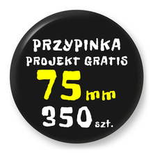 Przypinka 350 szt. Znaczek Pin Gadżet Upominek Reklamowy z Twoim Wzorem Logo Foto - 75mm.