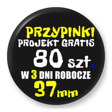 Przypinki z logo 37mm (80 szt.) - Buttony na zamówienie z projektem gratis w 3 dni