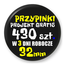 Przypinki z logo 32mm (430 szt.) - Buttony na zamówienie z projektem gratis w 3 dni