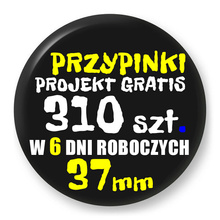 Przypinki z logo 37mm (310 szt.) - Buttony na zamówienie z projektem gratis w 6 dni