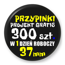 Przypinki z logo 37mm (300 szt.) - Buttony na zamówienie z projektem gratis w 1 dzień