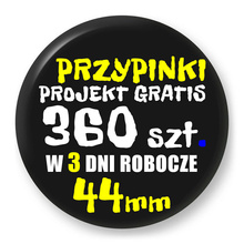 Przypinki z logo 44mm (360 szt.) - Buttony na zamówienie z projektem gratis w 3 dni