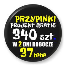 Przypinki z logo 37mm (340 szt.) - Buttony na zamówienie z projektem gratis w 2 dni