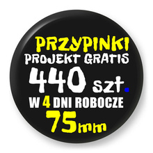 Przypinki z logo 75mm (440 szt.) - Buttony na zamówienie z projektem gratis w 4 dni