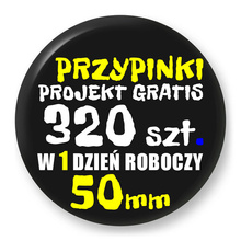Przypinki z logo 50mm (320 szt.) - Buttony na zamówienie z projektem gratis w 1 dzień