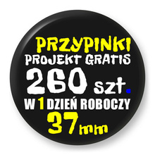 Przypinki z logo 37mm (260 szt.) - Buttony na zamówienie z projektem gratis w 1 dzień