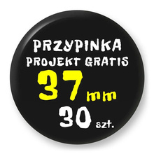 Przypinka 30 szt. Znaczek Pin Gadżet Upominek Reklamowy z Twoim Wzorem Logo Foto - 37mm.