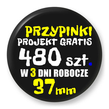 Przypinki z logo 37mm (480 szt.) - Buttony na zamówienie z projektem gratis w 3 dni
