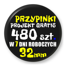 Przypinki z logo 32mm (480 szt.) - Buttony na zamówienie z projektem gratis w 7 dni
