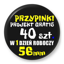 Przypinki z logo 56mm (40 szt.) - Buttony na zamówienie z projektem gratis w 1 dzień