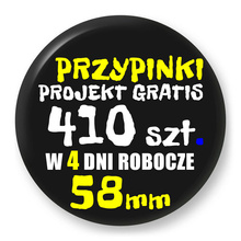 Przypinki z logo 58mm (410 szt.) - Buttony na zamówienie z projektem gratis w 4 dni