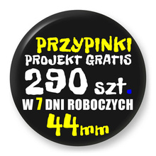 Przypinki z logo 44mm (290 szt.) - Buttony na zamówienie z projektem gratis w 7 dni