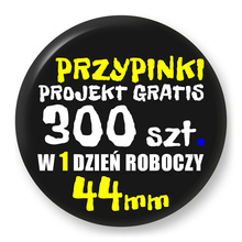 Przypinki z logo 44mm (300 szt.) - Buttony na zamówienie z projektem gratis w 1 dzień