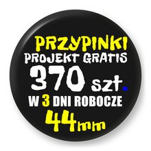 Przypinki z logo 44mm (370 szt.) - Buttony na zamówienie z projektem gratis w 3 dni