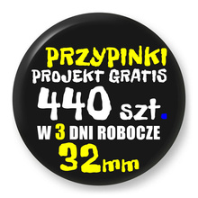 Przypinki z logo 32mm (440 szt.) - Buttony na zamówienie z projektem gratis w 3 dni