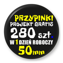 Przypinki z logo 50mm (280 szt.) - Buttony na zamówienie z projektem gratis w 1 dzień