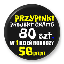 Przypinki z logo 56mm (80 szt.) - Buttony na zamówienie z projektem gratis w 1 dzień