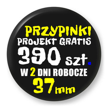 Przypinki z logo 37mm (390 szt.) - Buttony na zamówienie z projektem gratis w 2 dni