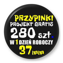 Przypinki z logo 37mm (280 szt.) - Buttony na zamówienie z projektem gratis w 1 dzień