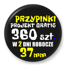 Przypinki z logo 37mm (360 szt.) - Buttony na zamówienie z projektem gratis w 2 dni