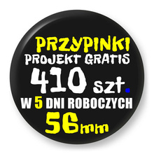 Przypinki z logo 56mm (410 szt.) - Buttony na zamówienie z projektem gratis w 5 dni