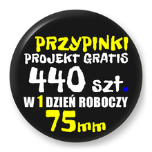 Przypinki z logo 75mm (440 szt.) - Buttony na zamówienie z projektem gratis w 1 dzień